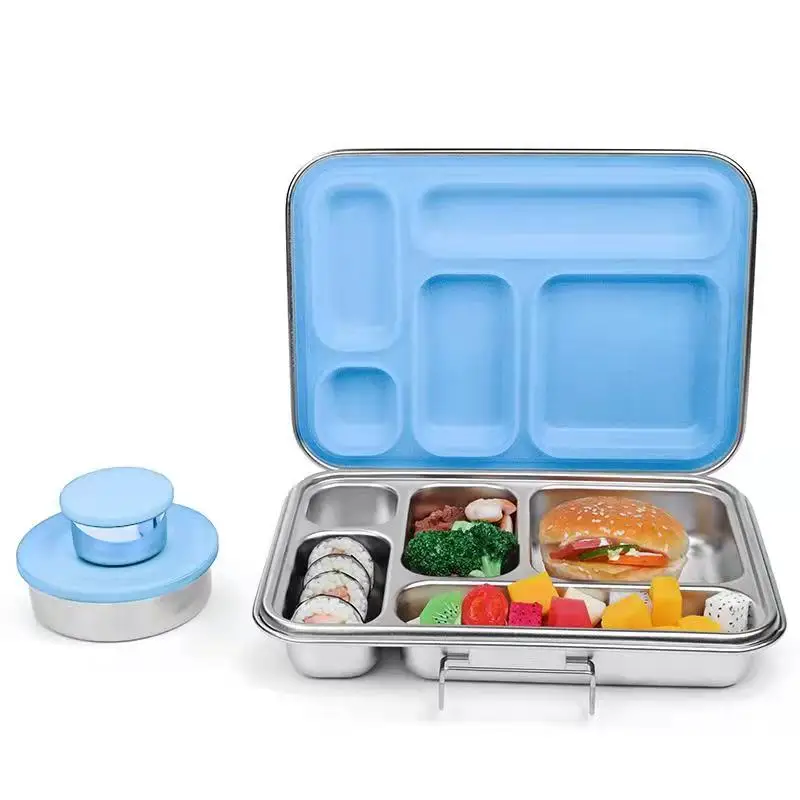 Aohea 5 large capacity lunch box 304 stainless steel leak-proof lunch box sealed silica gel food lunch box