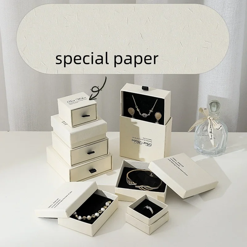 2024 Custom Logo Luxury Slide Out Box Foldable Kraft Cardboard Jewelry Gift Box Necklace Rectangular
