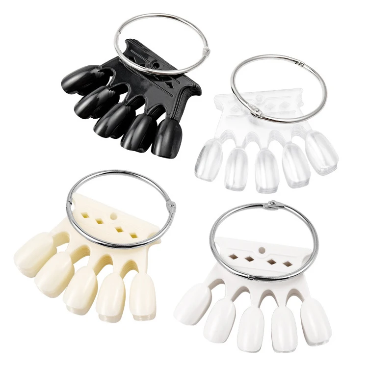 Wholesale ABS plastic nail art display stand tips salon nail extension false tips set oval practice nail trainer tips