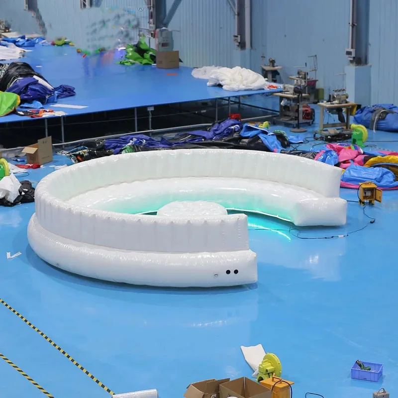 5.4m PVC Airtight Inflatable Circular Couch With Led Lights Inflatable Sofa With Inflatable Table For Adults Party Events