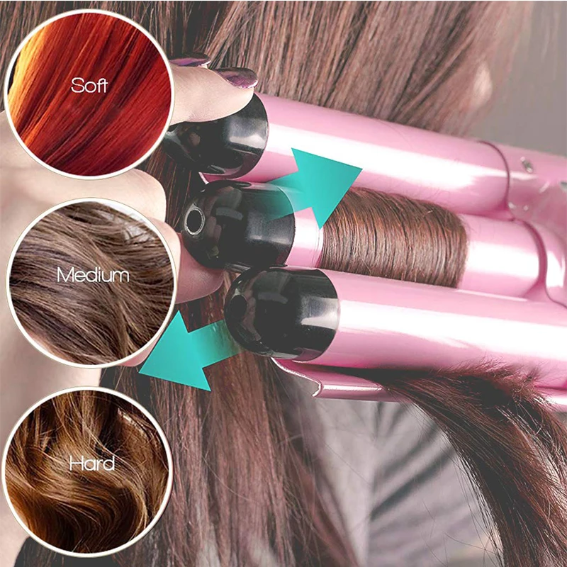 Best 20-32mm Professional Magic Hair Curler PTC Heater and LCD Temperature Display Curling Iron Three Barrel Deep Waver