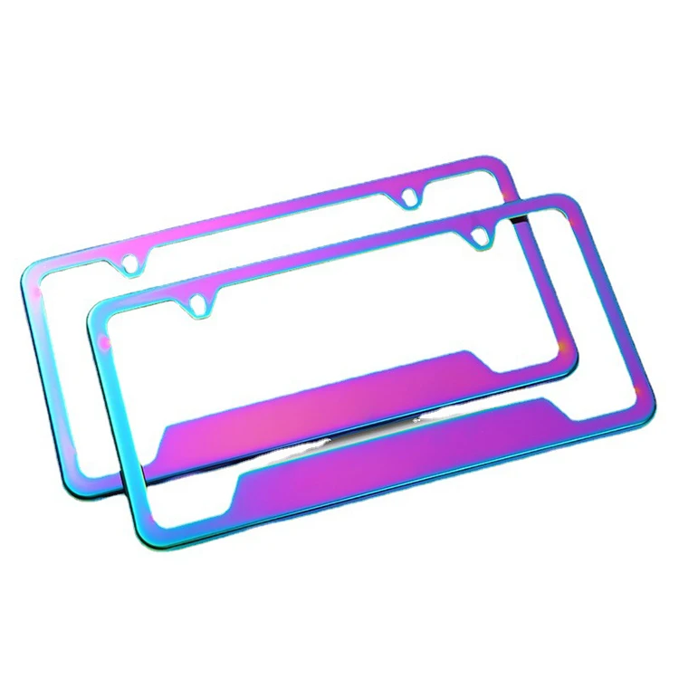 Rainbow Shading License Plate Frame Aluminum Board Frames Theft-Proof Frames Custom Colorful Dye License Plate Holder