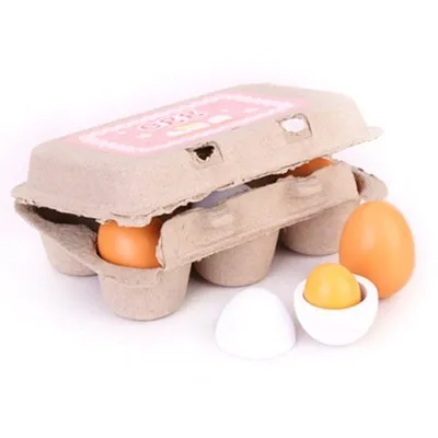wood diy craft kids wooden egg toys faux fakes eggs chicken food toys