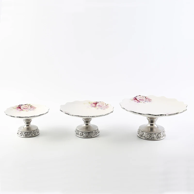 European Nordic Wedding  Cake Stand Silver Edge Afternoon Tea Display Stand Tray