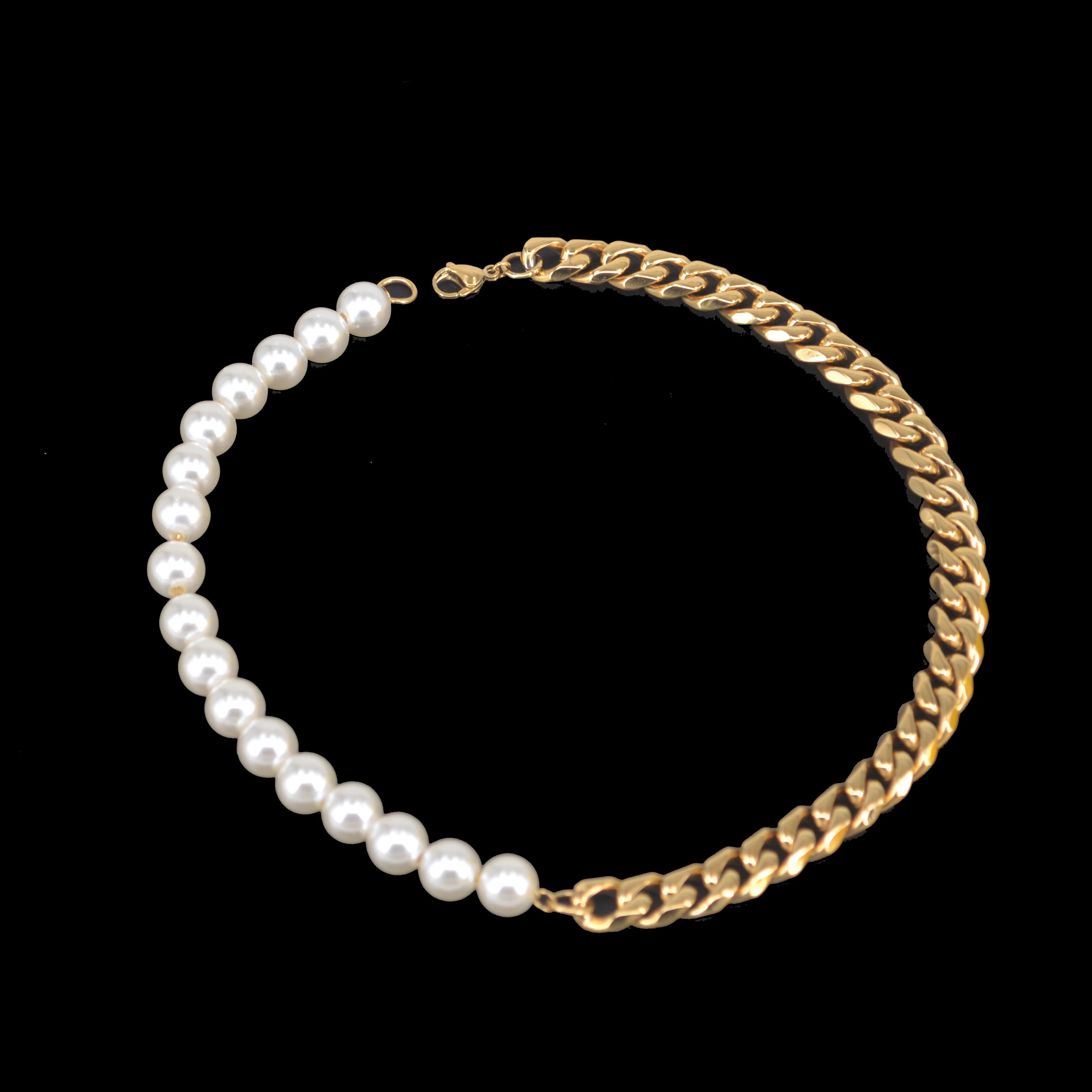 Wholesale Hip Hop Jewelry Pearl Name non tarnish Silver 14K 18K Plated Custom Men Stainless Steel Necklace Gold Cuban Link Chain