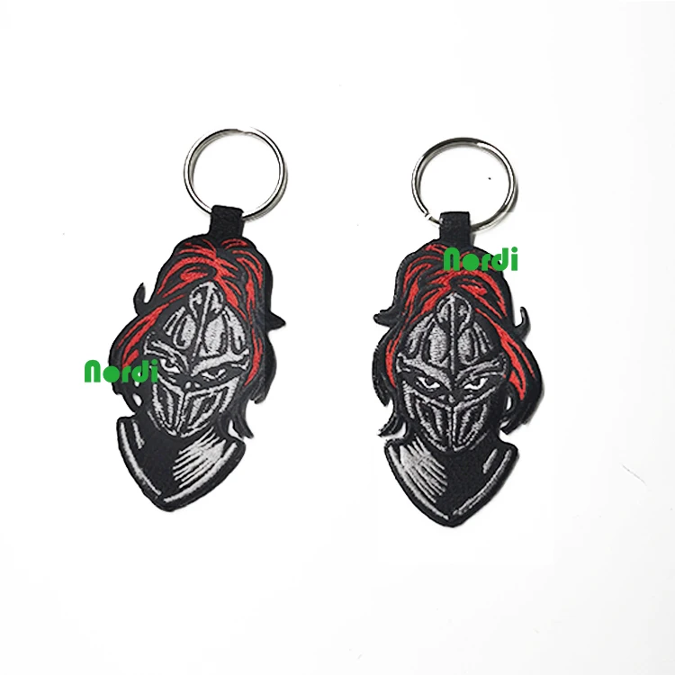 New Design Custom Motorcycle Woven Keychain Embroidered Logo Embroidery Key Chain Key Ring With Double Sided Logo