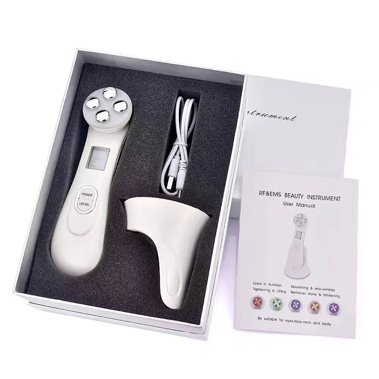 2022 Hot sale handheld Anti-Aging 5 in 1 Face Massager Skin Care Tool LED Photon Therapy RF EMS Facial Massager