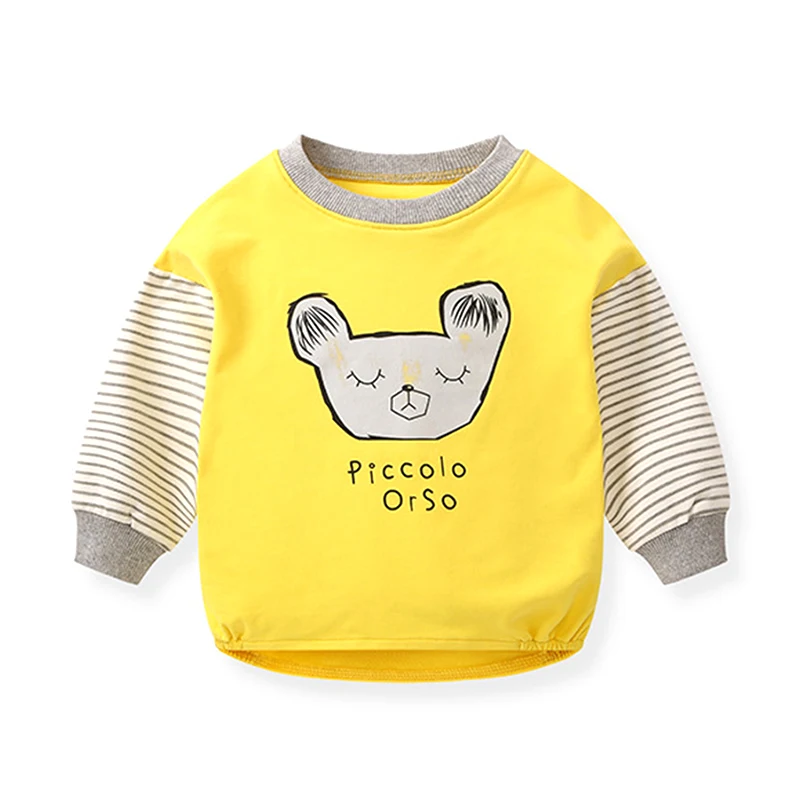 Весенняя детская одежда, хлопковая футболка с длинным рукавом для мальчиков и девочек, детская индивидуальная мультяшная рубашка