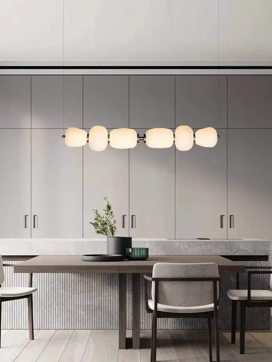 French Cream Style Creative Restaurant bar Exhibition Hall Decoration Chandelier Living Room Dining Table Island Long Glass Lamp