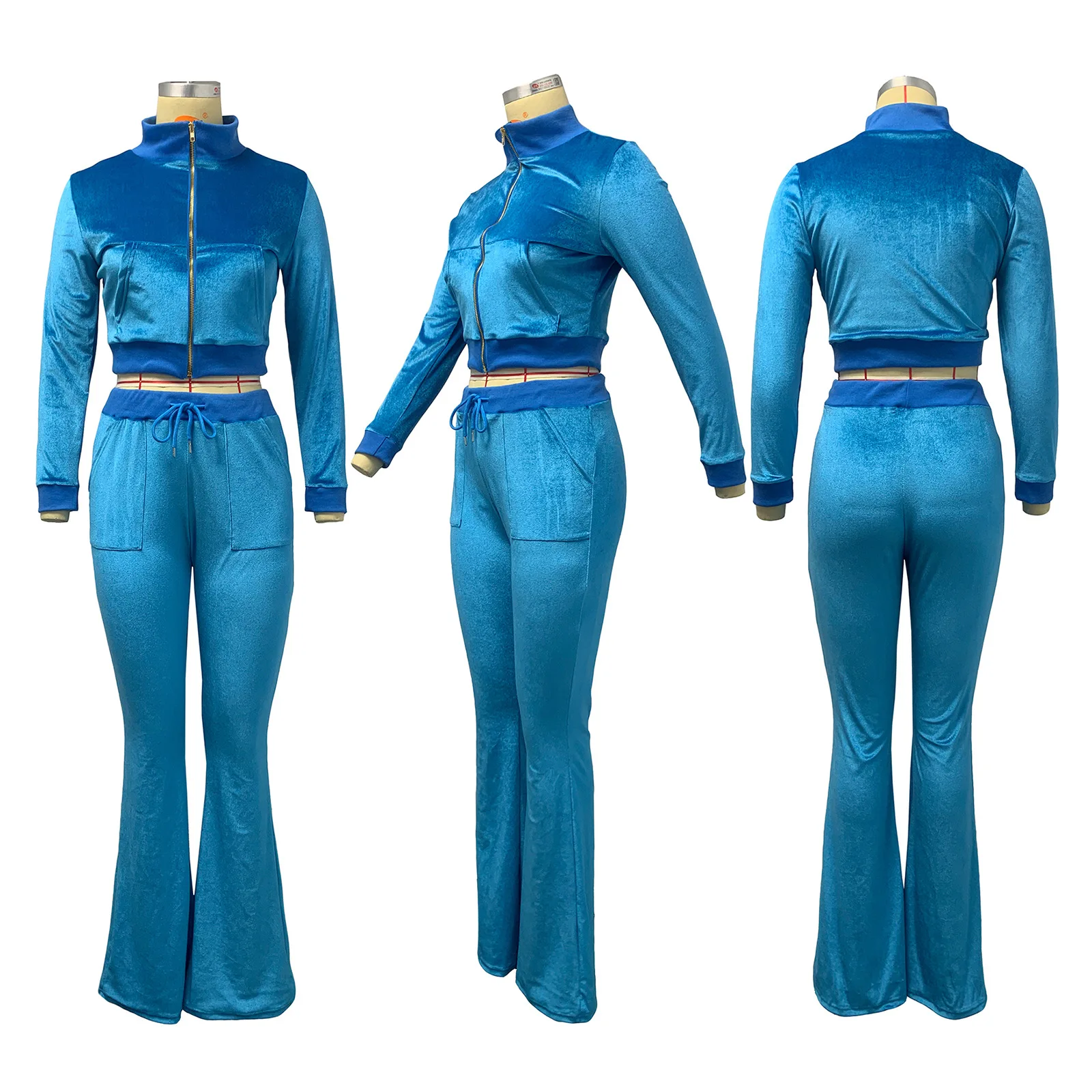  Wholesale 2 Piece Set Women Sportswear Velvet Sweatsuit Sets 2021 Autumn Fashion Two