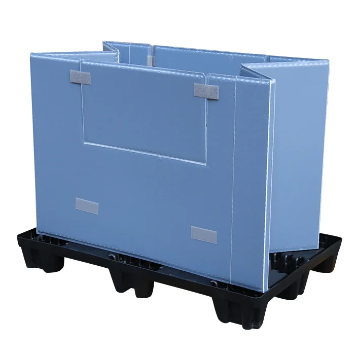1177 Pallet Sleeve Box Forklift Pallet Collapsible Plastic Foldable Crate Folding Hdpe Pallet Turnover Box With One Door