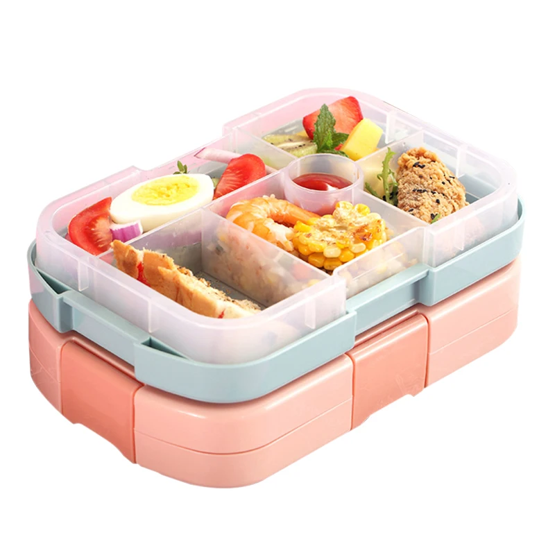 5 отделений отдела Tiffin деревянные бамбуковые тепловой школы Bento Дети эко пластмасса PP набор из нержавеющей стали \