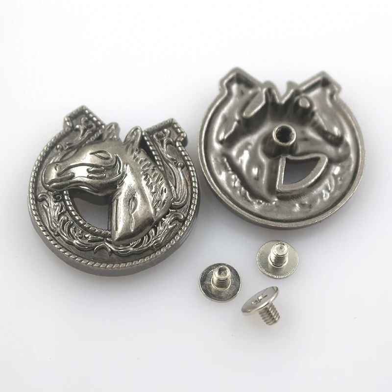 Fashion new design alloy metal horse buffalo pattern conchos screw back leather belt hardware