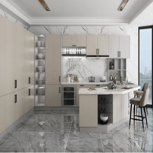 Wholesale Custom Melamine PVC High Quality Simple Modern Design Kitchen Cabinet Sets