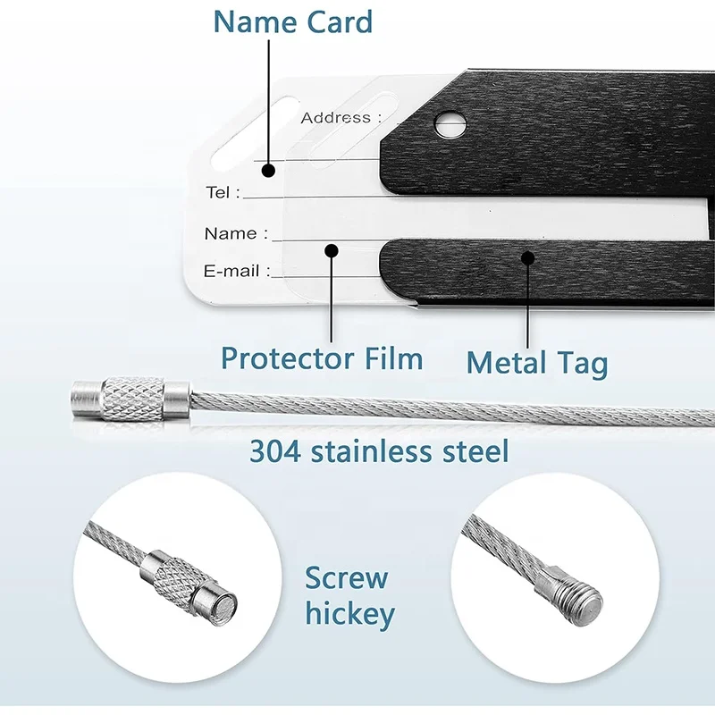 Aluminium Alloy Luggage Tags Metal Suitcase Tags Travel Bag ID Identifier Luggage Name Tag