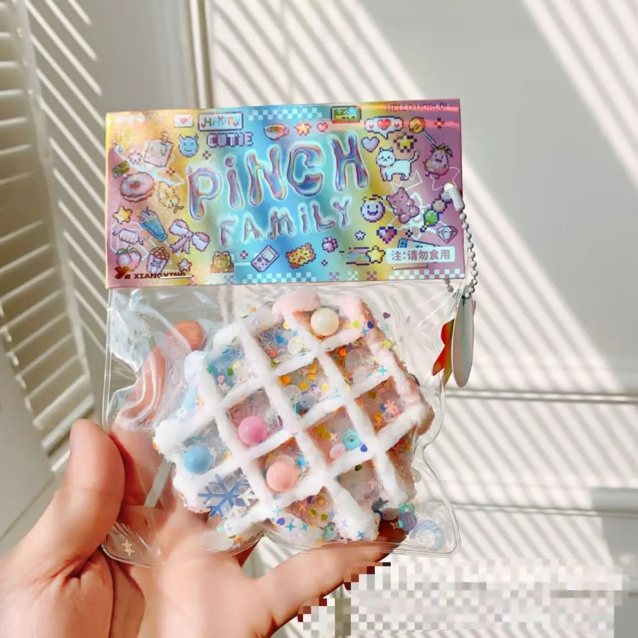 2024 Wholesale Cartoon Waffle Doughnut Squishy Pinching Decompression Toys Squeeze Fun Food Soft Stress Ball For Adults And Kids