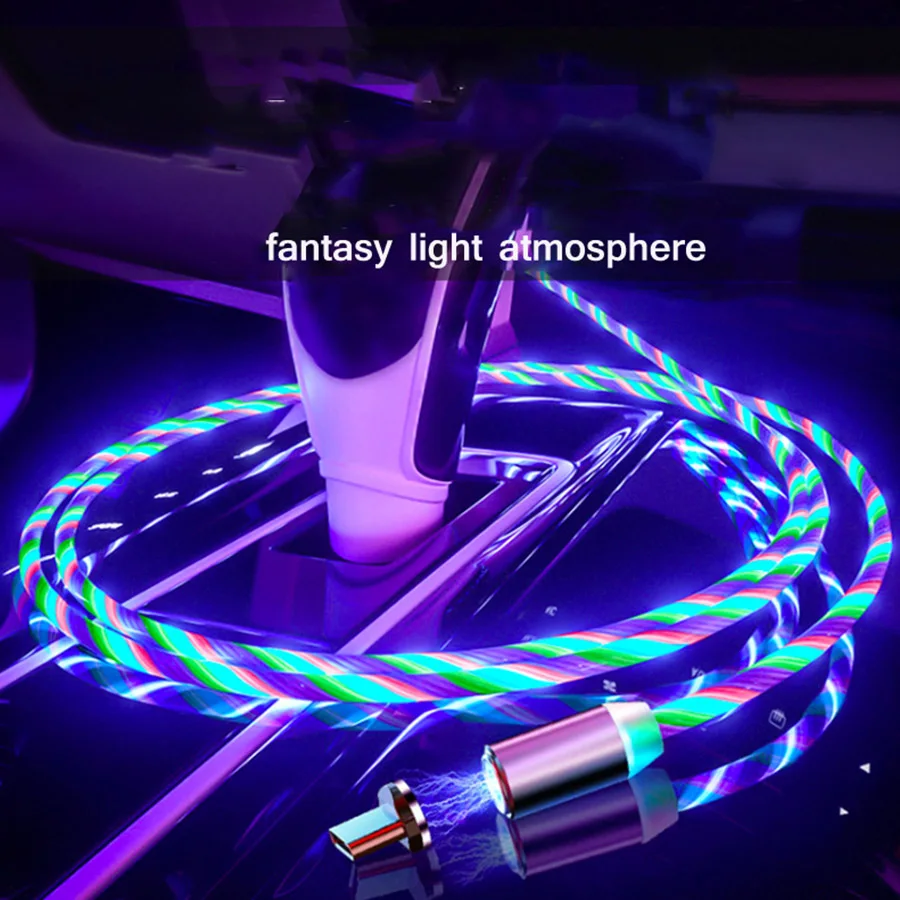Best Selling New Hot Products 2021 Unique Fast Charging USB Cable Flowing Light Mobile Phone Cable USB Magnetic Charger Cable