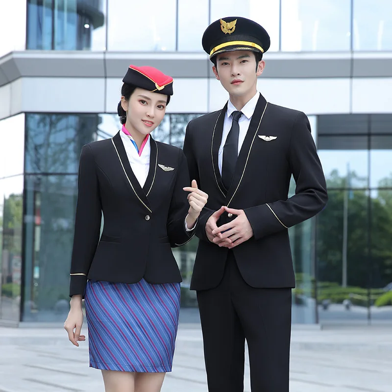 AI-MICH Professional Overalls Long Sleeves Wicks Away Moisture Flight Attendant Uniform Customization Wholesale Aviation