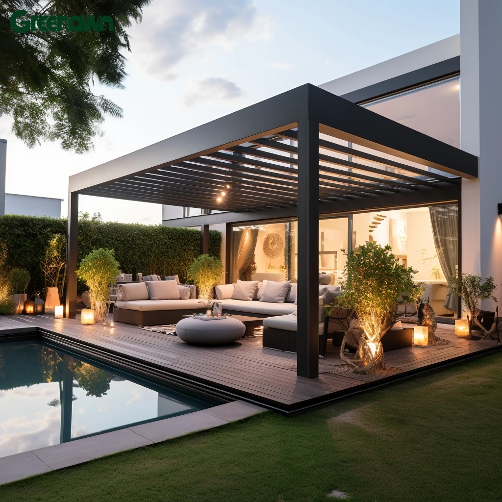 Strong Winds Pavilion 3x3 5x4 5x5 Rgb Grey Bois Bioclimat Gazebos Pergola Bioclimatique Aluminium