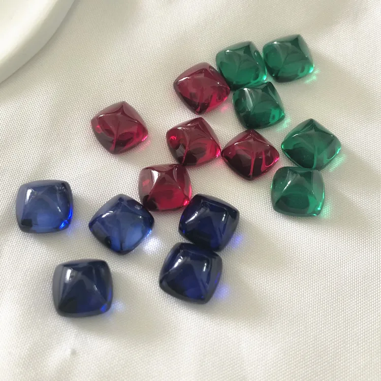 Roomy Loose Gemstone for jewelry making square ruby sugar loaf cabochon cut green gems blue sapphire stone