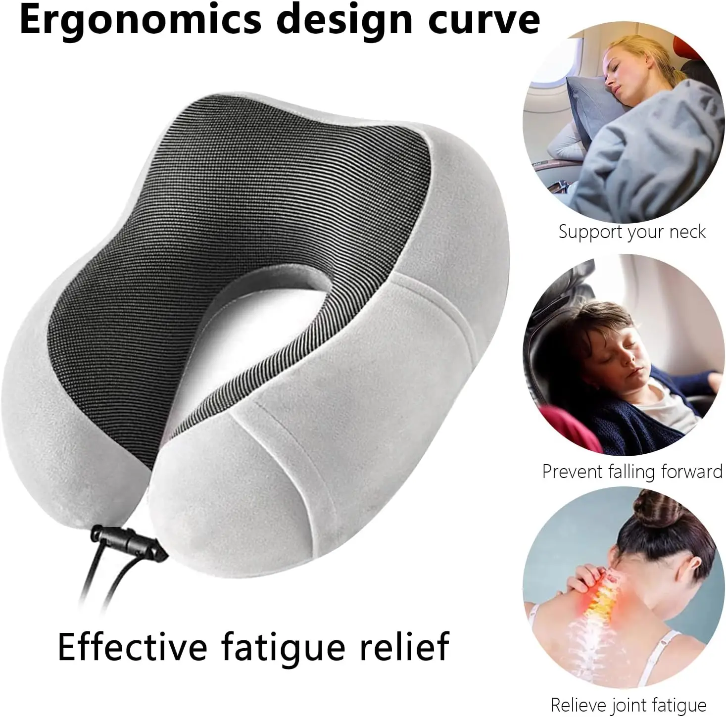 embroidery logo Support for Vacations Airplanes Trains Buses and Cars Classic Removable Cover Memory Foam Travel Neck Pillow