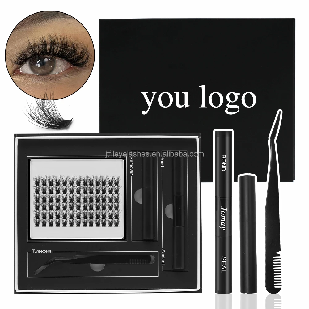 New unique design private label segmented cluster eyelashes Customize your logo 80D 30D 40D DIY clusters lashes magnet box kit