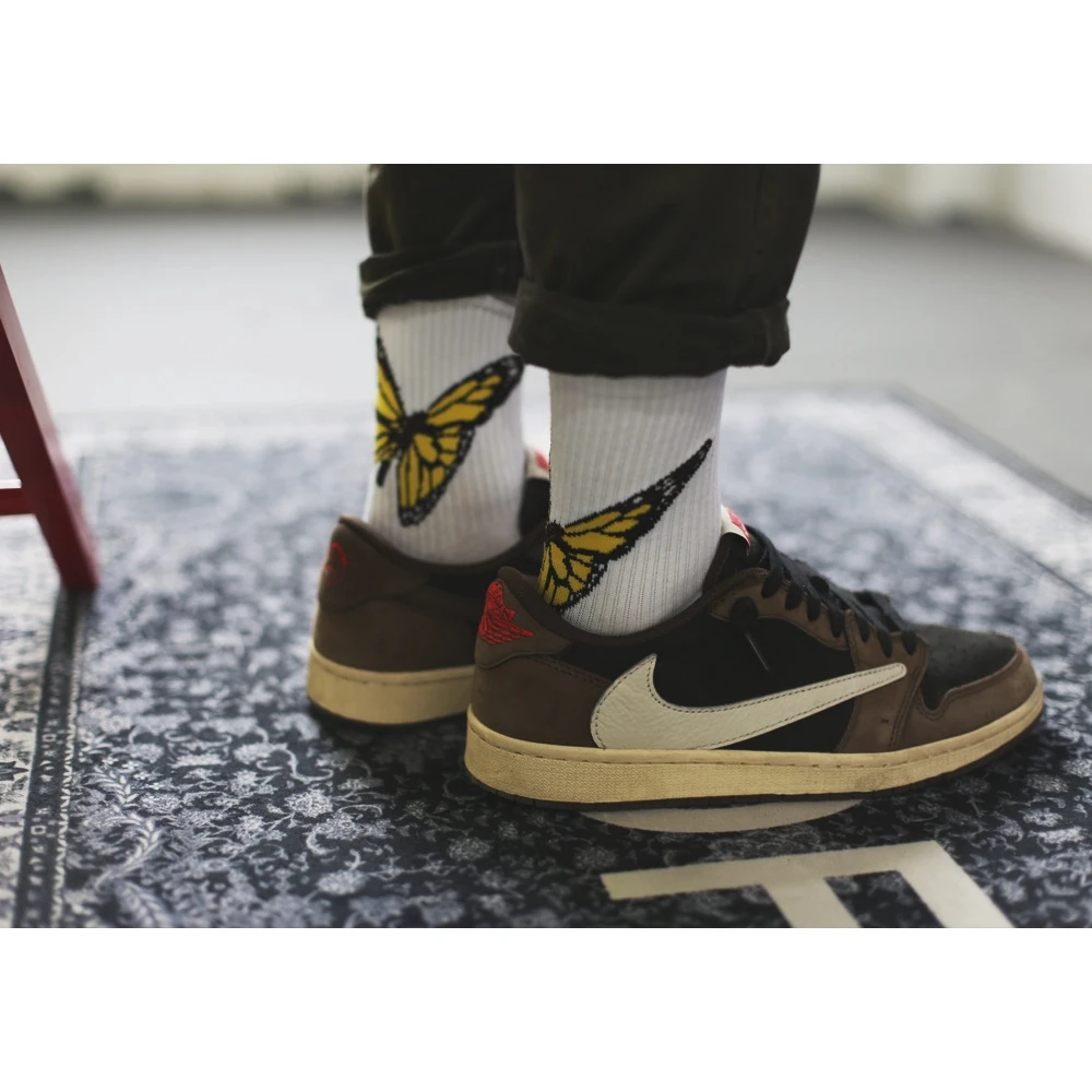 Palm Butterfly Women Socks Angel Cotton Street Sports Socks Men Crew Socks