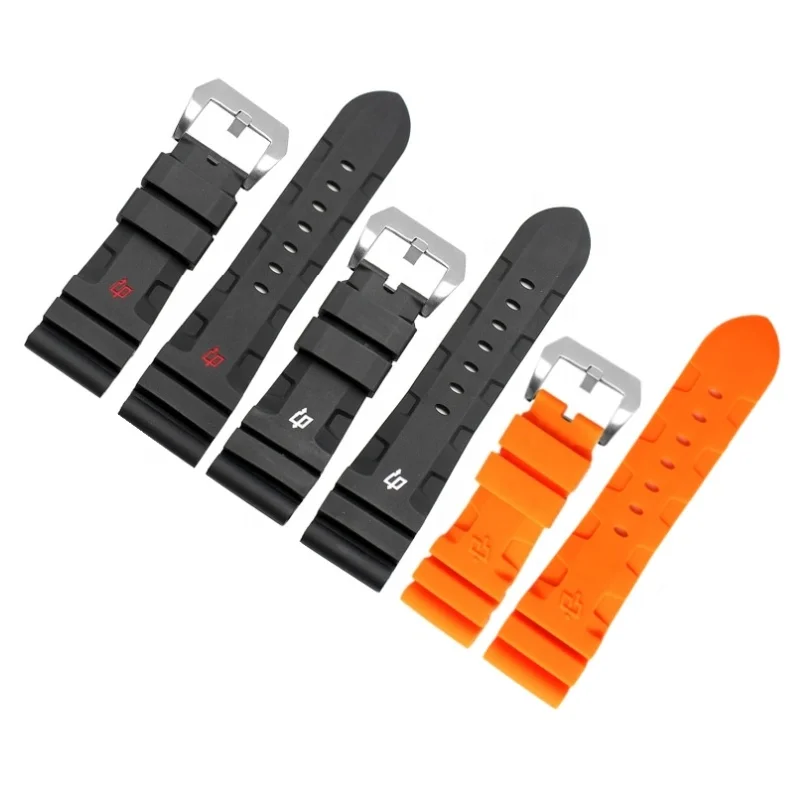 sport solid color gray navy blue army green 22mm 24mm 26mm soft rubber watch band silicone For Panerai watch strap