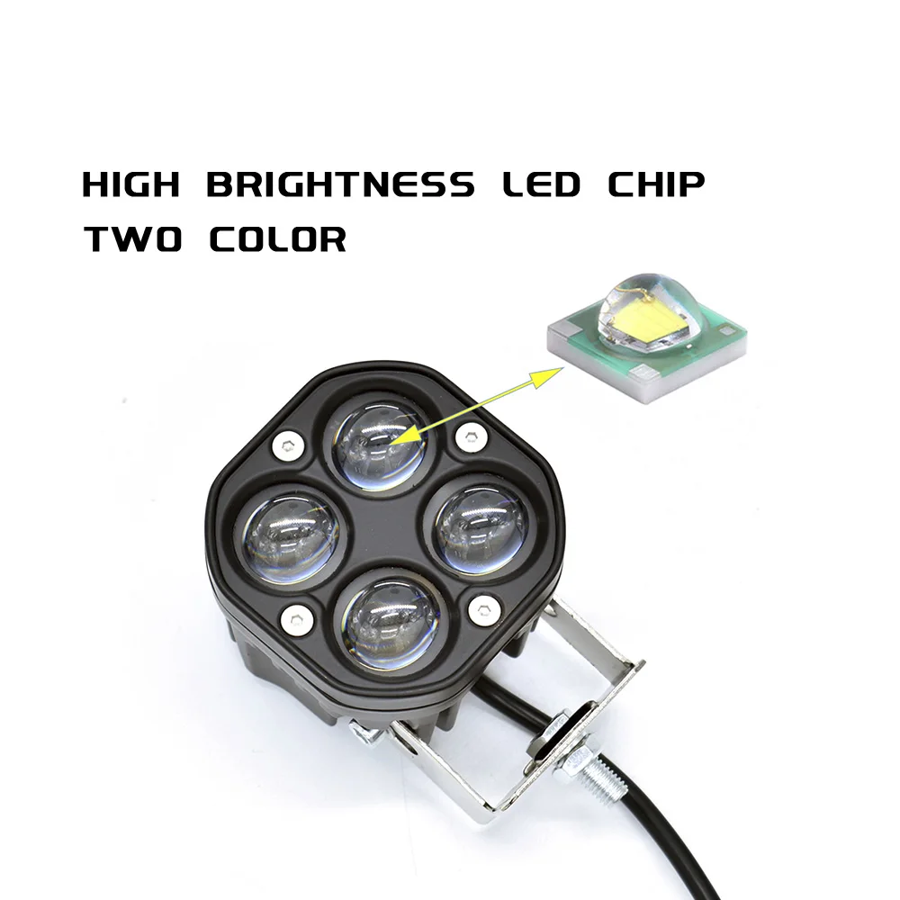 2PCS Car LED lens work light motorcycle 4led 40W spotlight gold light large field of view modified laser headlight