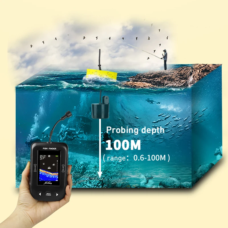 Erchang 9M Wire Portable Fish Finder Sonar Depth Sounder Fish Radar Fishing Sonar Fishfinder