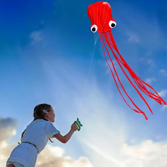 Hot Sale 3D Beautiful Large Giant Octopus Kites with Kite String For Adults Kids Easy To Fly Outdoor Park Beach Game Kite