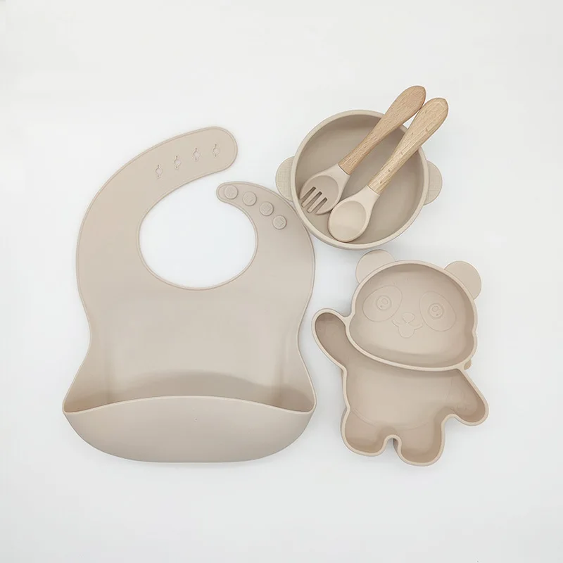 Panda Silica Gel Dinner Plate Anti Falling Silicone Suction Cup Silicone Baby Feeder