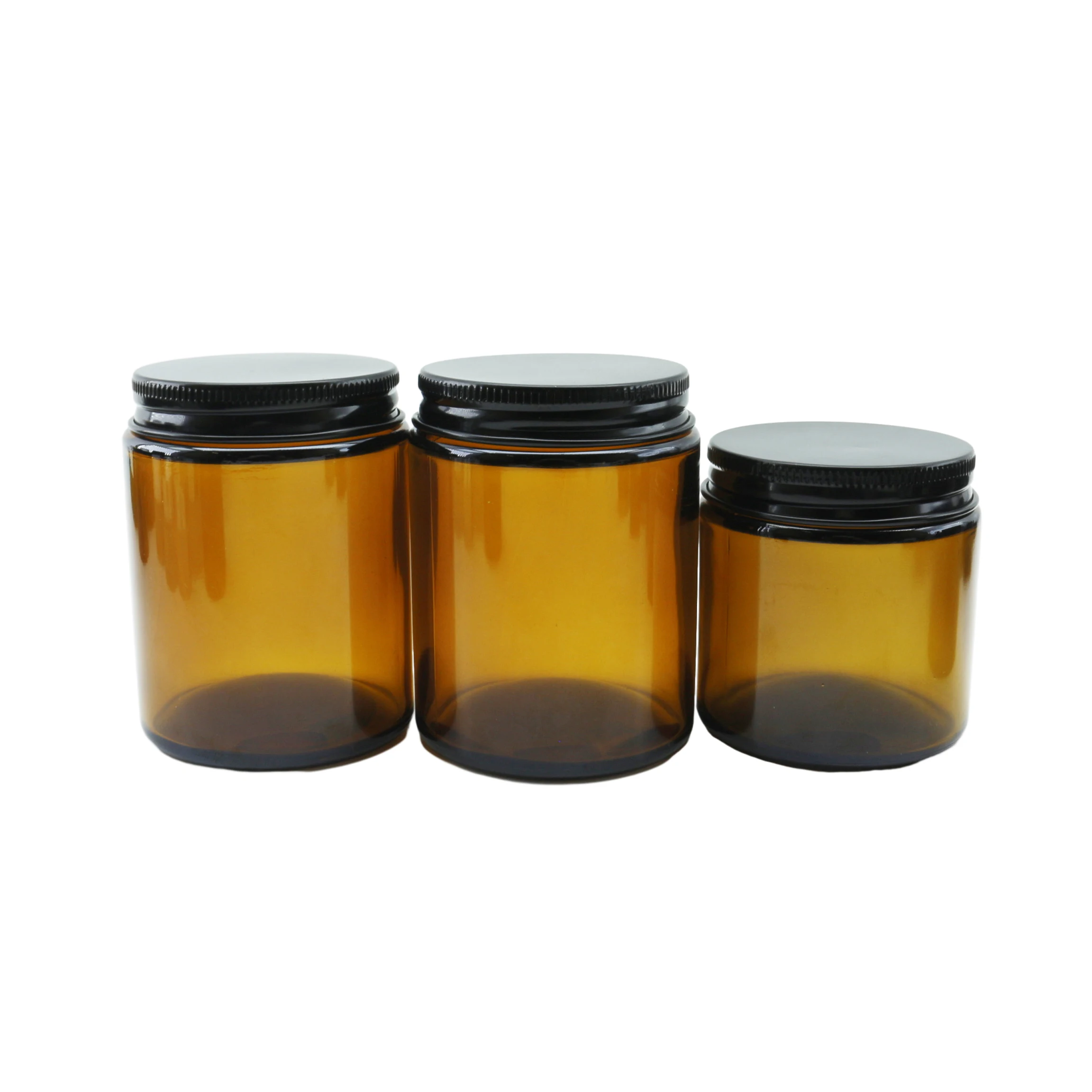 4oz 5oz 8oz Amber Empty Glass Scented Candle Jar With  Black
