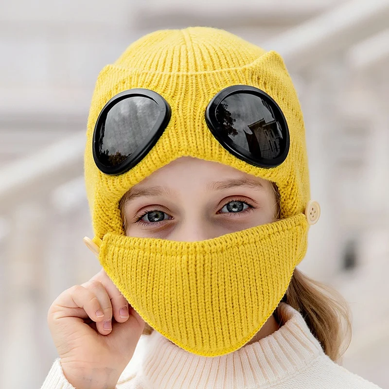 New Design Hotsale  Child Pilot Sunglasses Hats Children Earmuffs Hats Beanie Hats