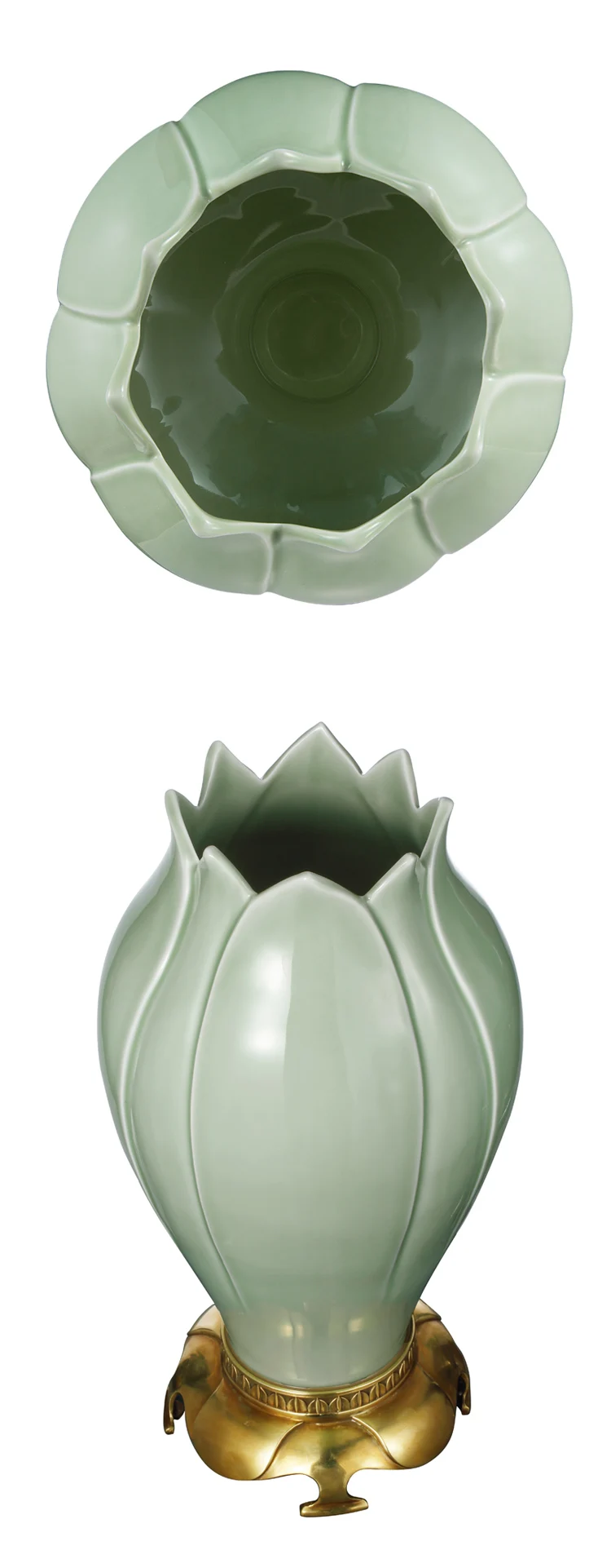Wholesales Pastoral Home Decor Ceramic Simple Vase Lotus Vase  Porcelaine Blanche Rustic Golden White Ceramic Vase