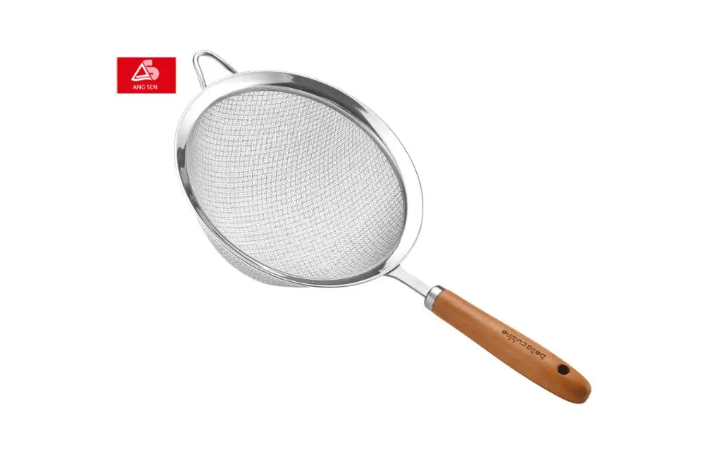 
Stainless steel wire mesh skimmer with wooden handle 