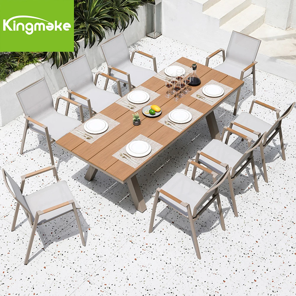 Foshan Garden Patio Furniture Hotel Cafe Dining Room Table And Chairs Outdoor Restaurant Dining Table Set For 8