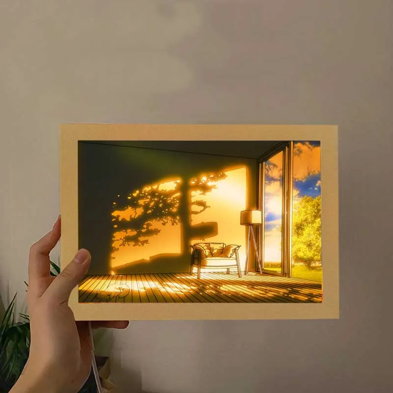 Nuoxin Manufacture New Creative 3 Color Change Light up Painting Acrylic Digital Photo Frame