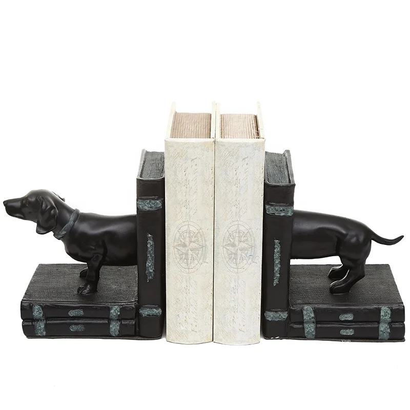 Лидер продаж, отличный дизайн, распылительная картина, ручная работа, черная собака, полимерные подставки для книг