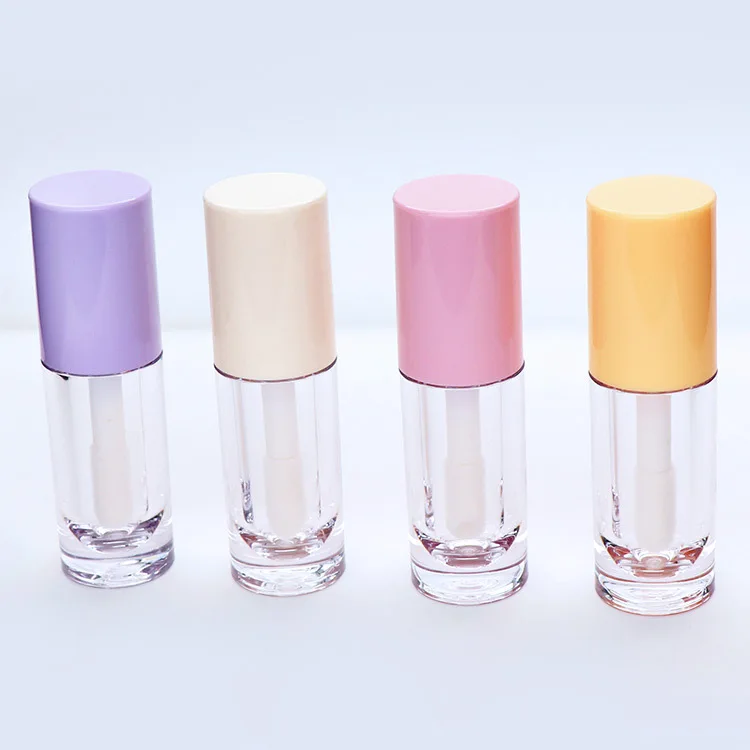 
6.5ml custom logo empty purple yellow pink white lipgloss containers big applicator lip gloss tubes with big brush wands 