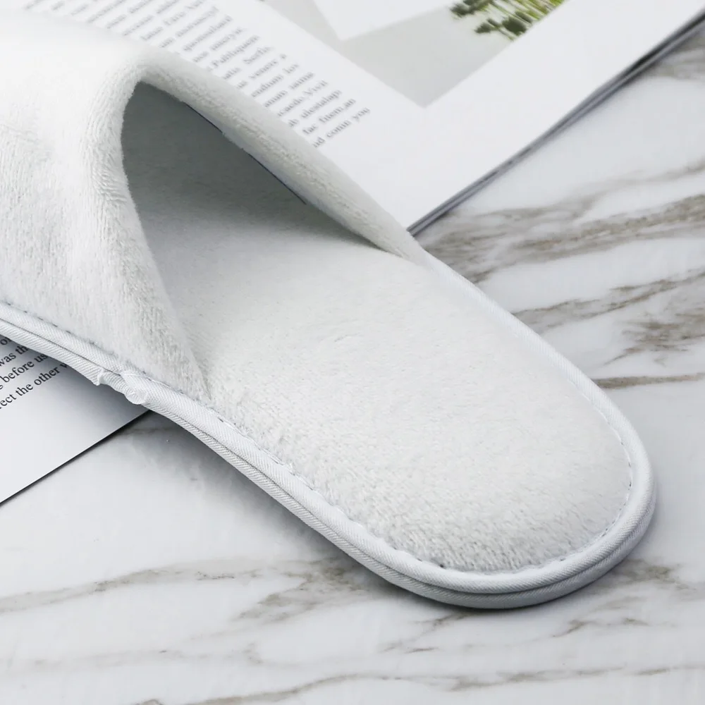 Wholesale cheap velvet coral stylish spa soft warm custom hotel slippers