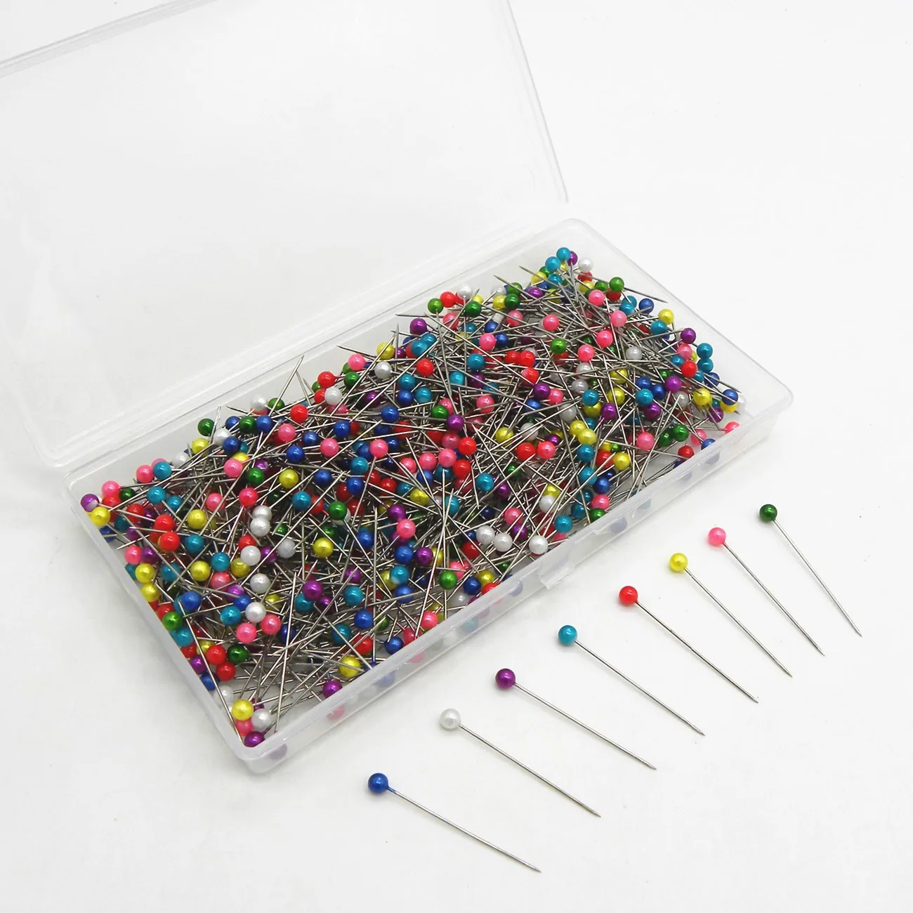 Factory Outlet 38mm Color 1000 Pieces Pack Safety Pin Hand Sewing Fixed Stainless Steel Color Plastic Bead Needle Pin