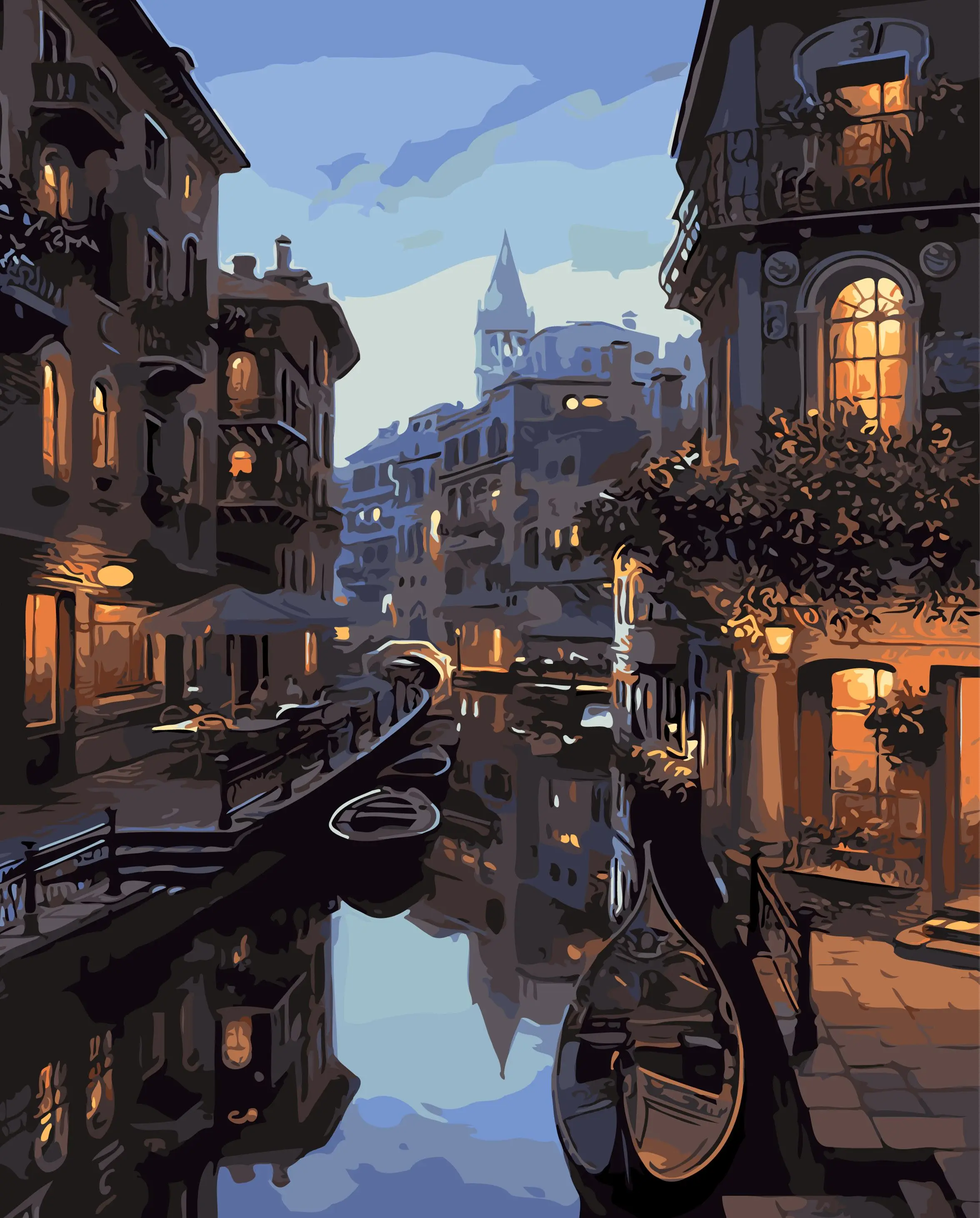 Customized Italy Water City Venice Town Night Landscape DIY Digital Paint by Numbers