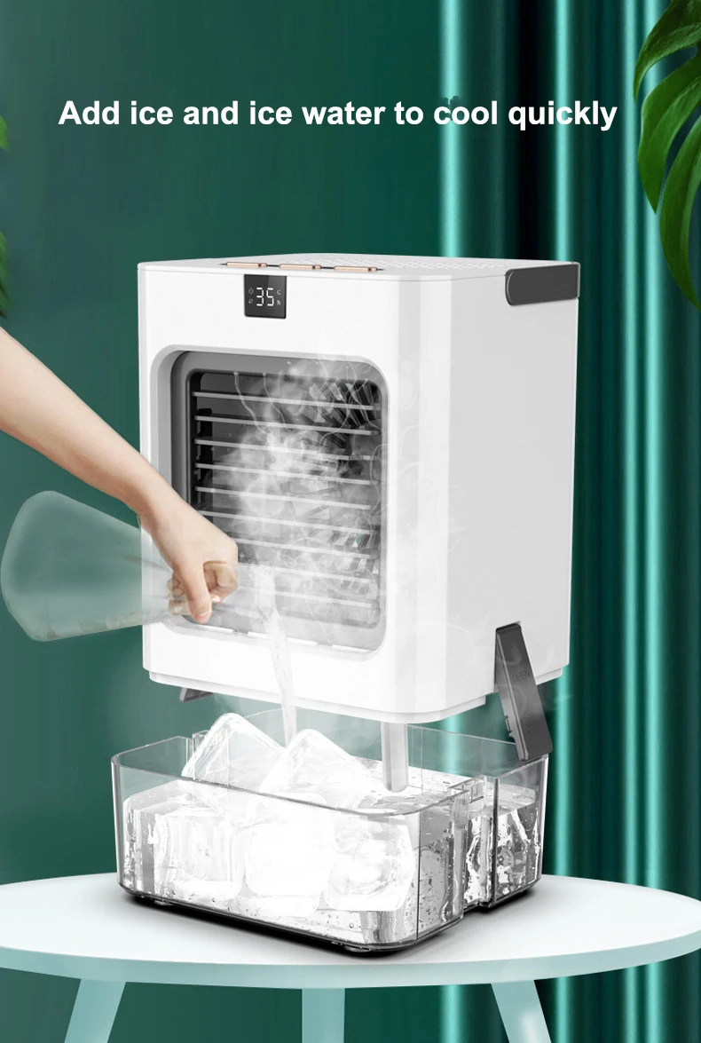 Rapid Down Temperature Water Cooling Fan Portable Home Office Air-conditioner Cooler Fans Desktop Air Cooler Fan  Cooling