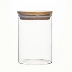 Vanjoin Glass Jar Wholesale Round Borosilicate Glass Storage Food Jar With Bamboo Wooden Lid