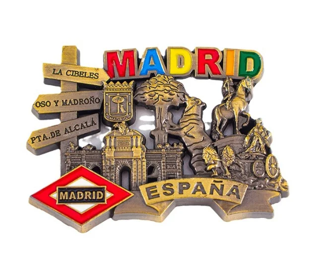 Металлический Магнитный Магнит на холодильник Madrid креативный 3D рельефный магнит