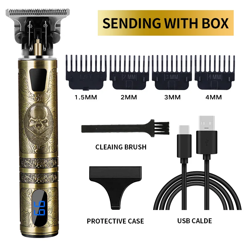USB Rechargeable Portable Baldheaded Hair Cut Machine Electric Machine Hair Trimmer with LCD Display Screen