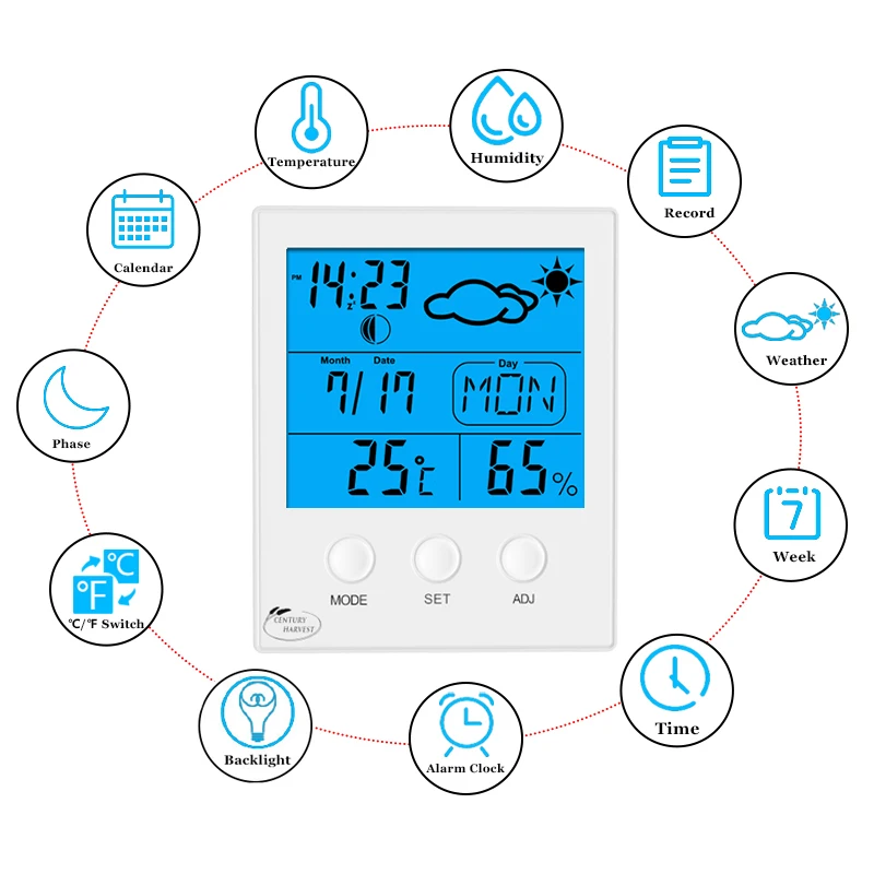 
CH-904 Thermometer Hygrometer Kitchen Thermometer Electronic Indoor Wall Mounted Household Thermometer 