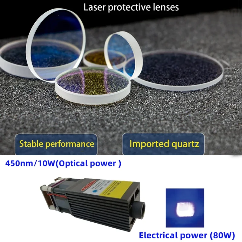 80W quartz window slice 405nm-450nm double-sided antireflective film blue  engraving and cutting laser protective lens  13X2mm