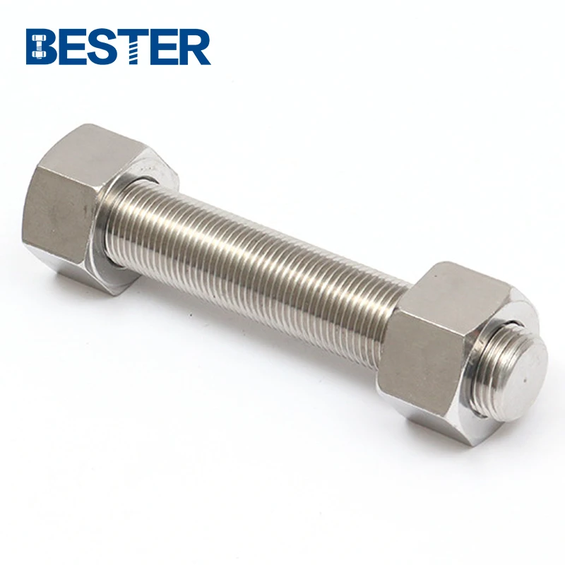 Duplex Stainless Steel F53 2507 S32750 1.4410 Alloy full threaded stud bolt with two heavy hex nut